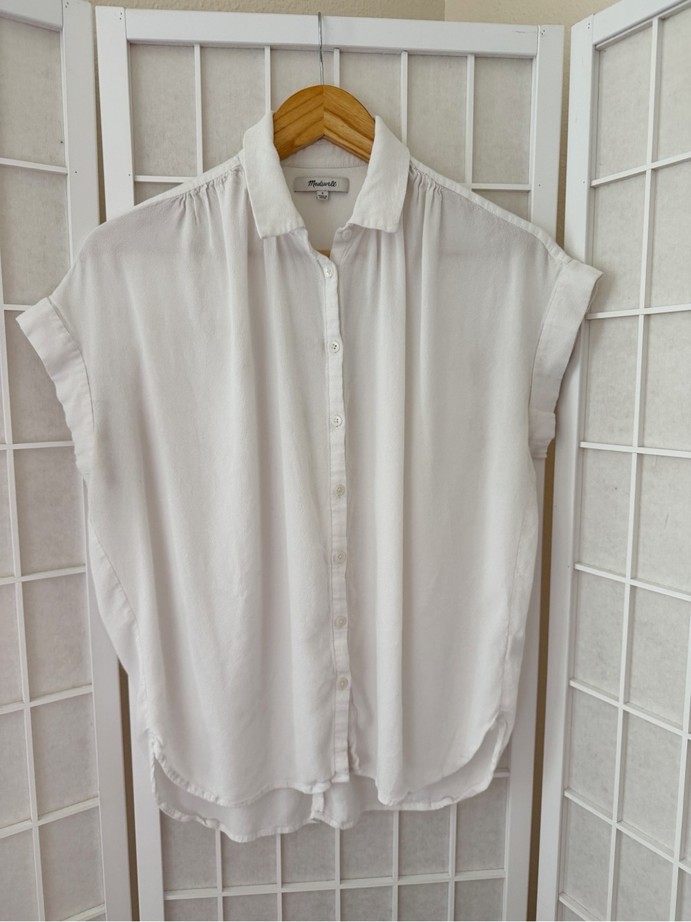 Madewell White Central Drapey Button Down Shirt Small